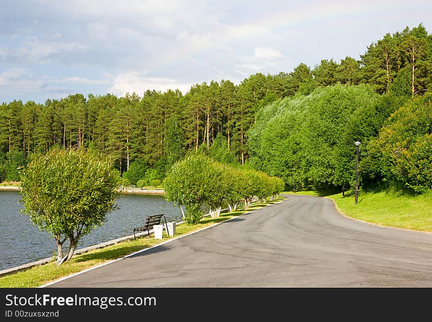 Rural scene, sky and rainbow