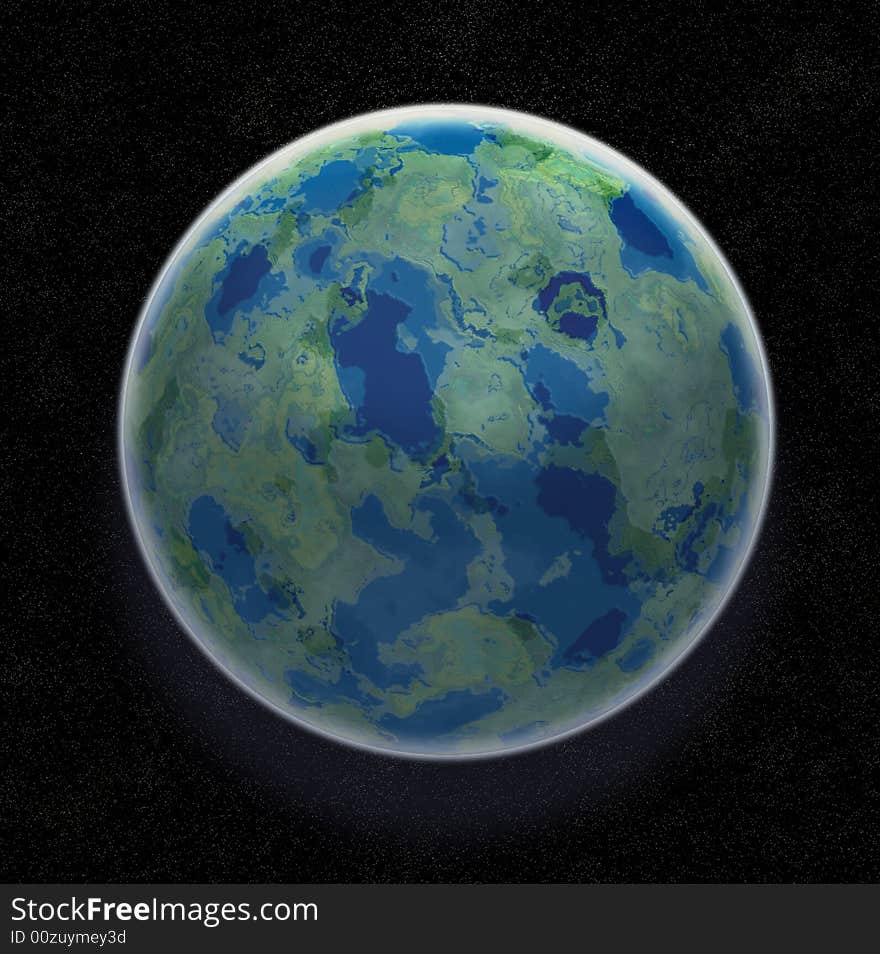 Earth Like Planet In Space With Stars - Illustration