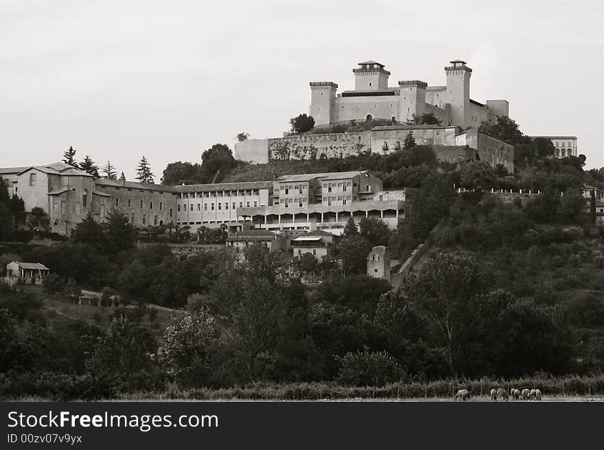 Photo of Spoleto in umbria, toned b/w