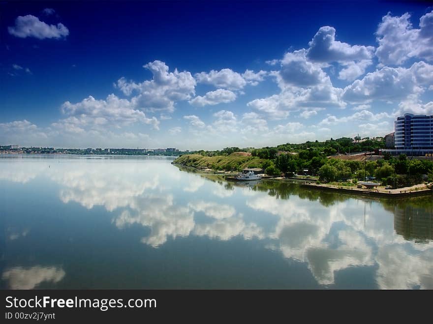 Blue sky and river