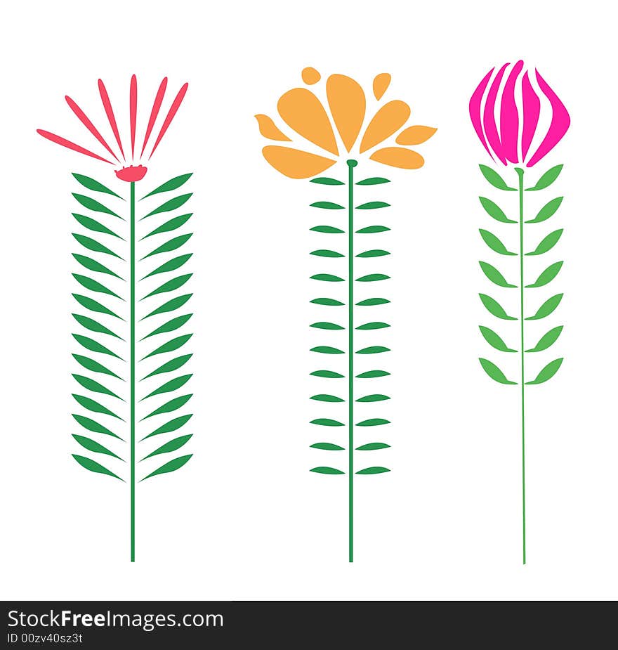 Vector illustration of three flower. Vector illustration of three flower