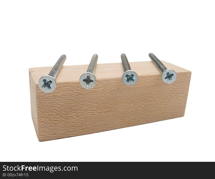 Screw on wooden block