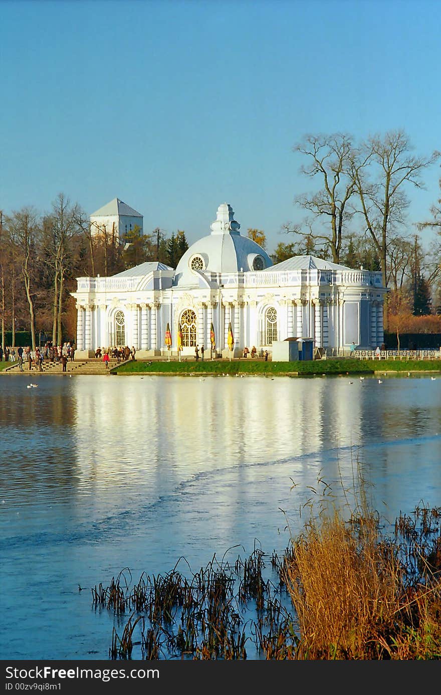 Iced Lake With Classical Building