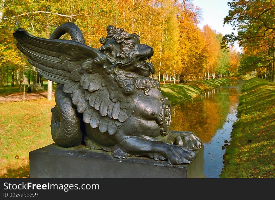 Dragon As A Decoration In Autumn Park