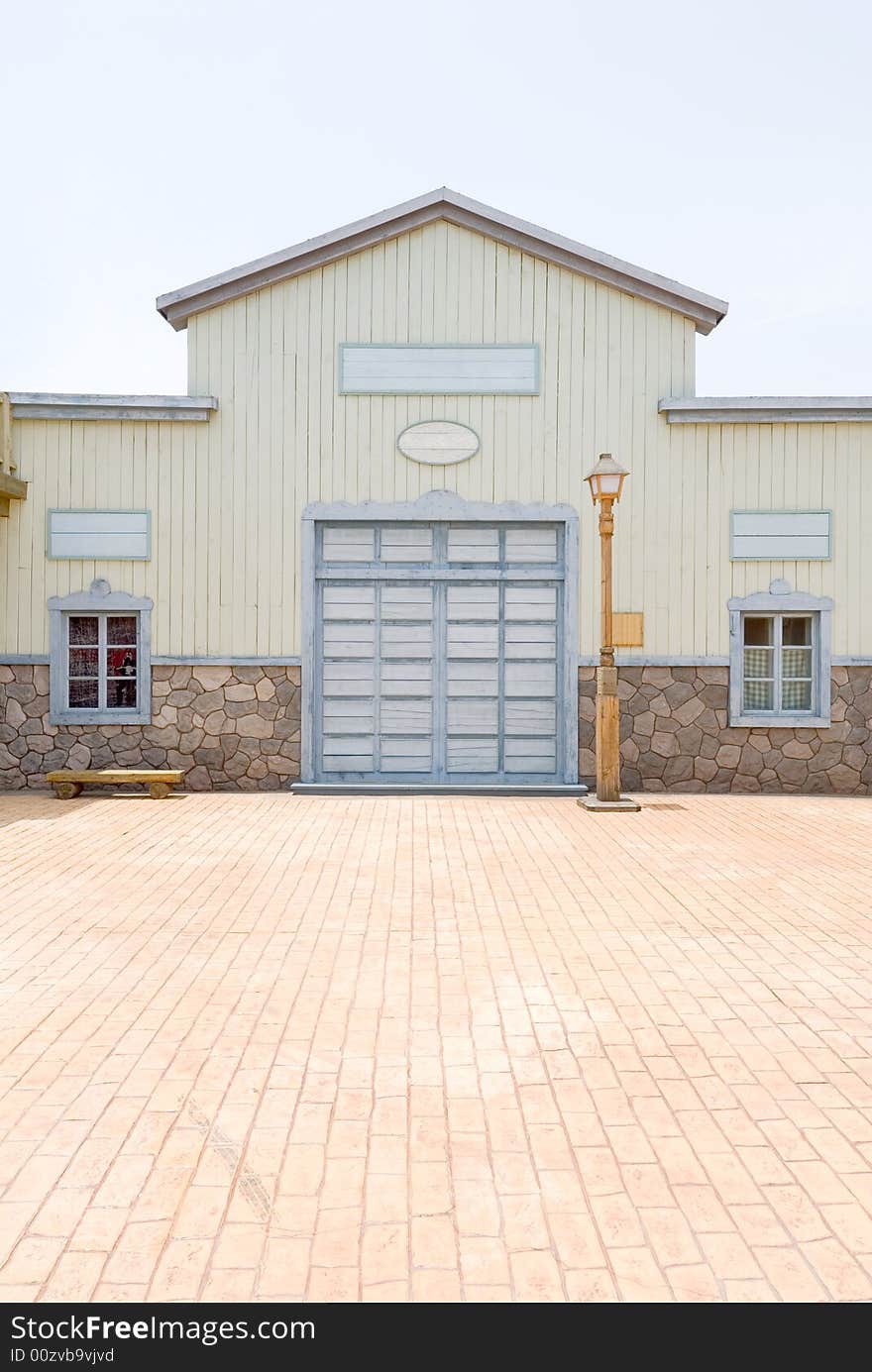 Architecture features of the colorful wooden warehouse. Architecture features of the colorful wooden warehouse.