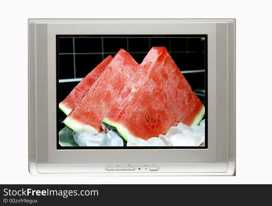 Blank TV And Watermelon