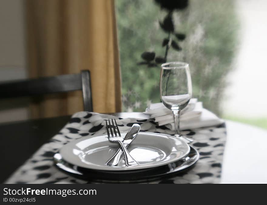 A table set for dinner with special effect focus. A table set for dinner with special effect focus