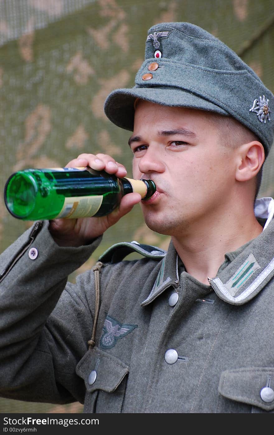 German soldier drink beer