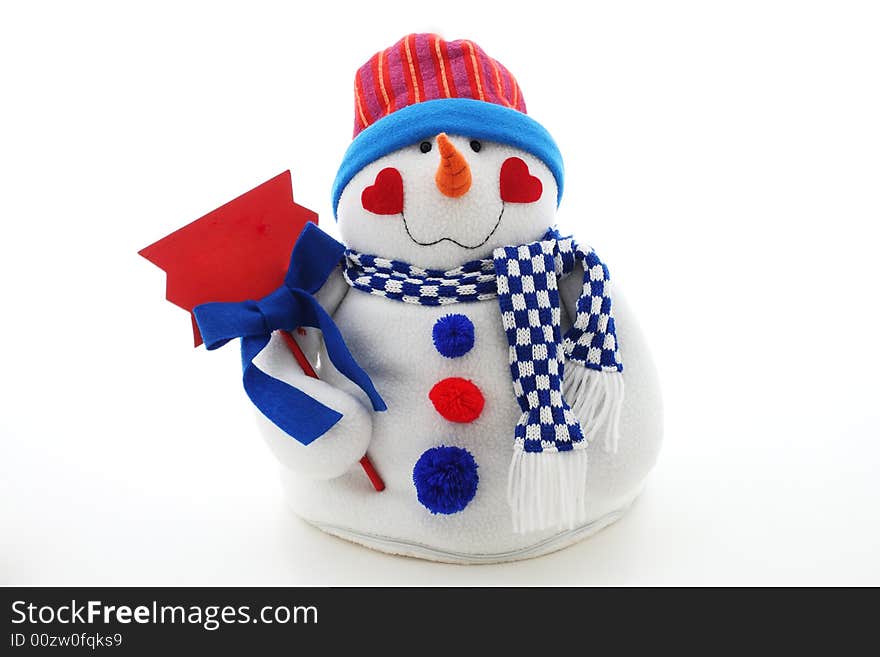 Funny snowman with plate