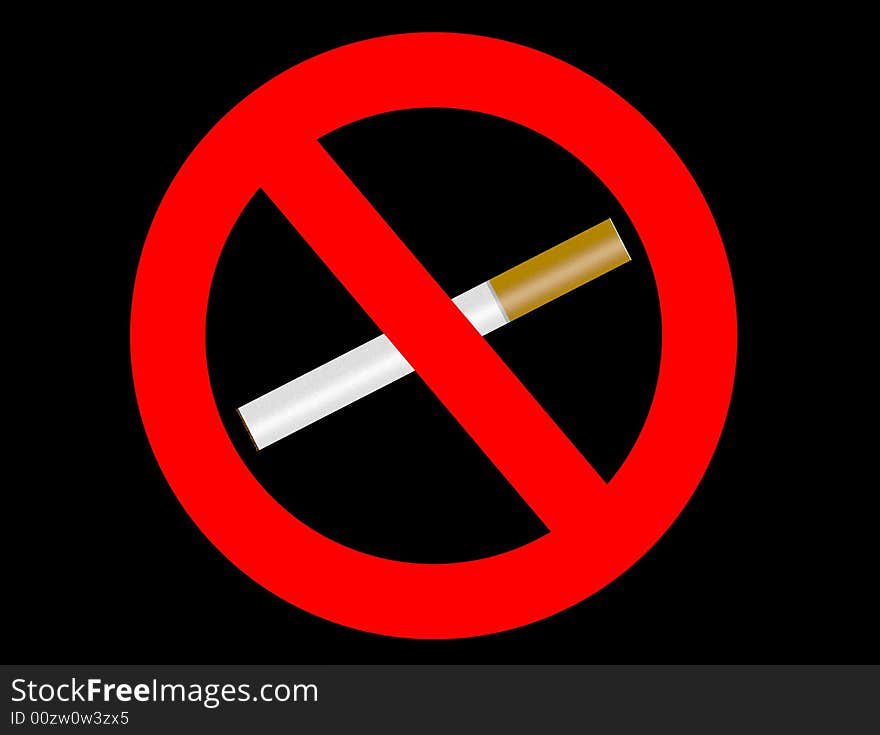 No smoking sign on black with clipping path