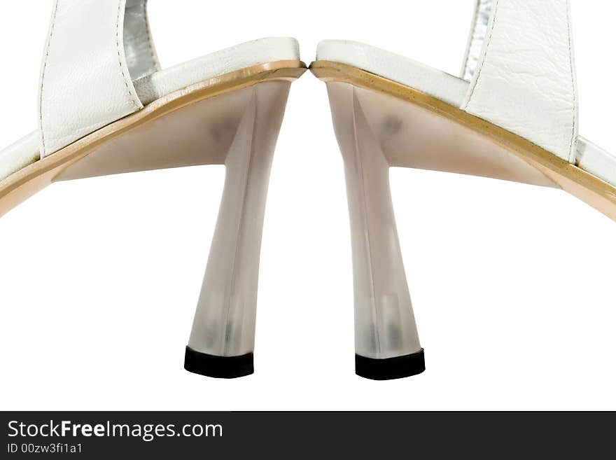 Transparent heels of white shoes (isolated on white). Transparent heels of white shoes (isolated on white)