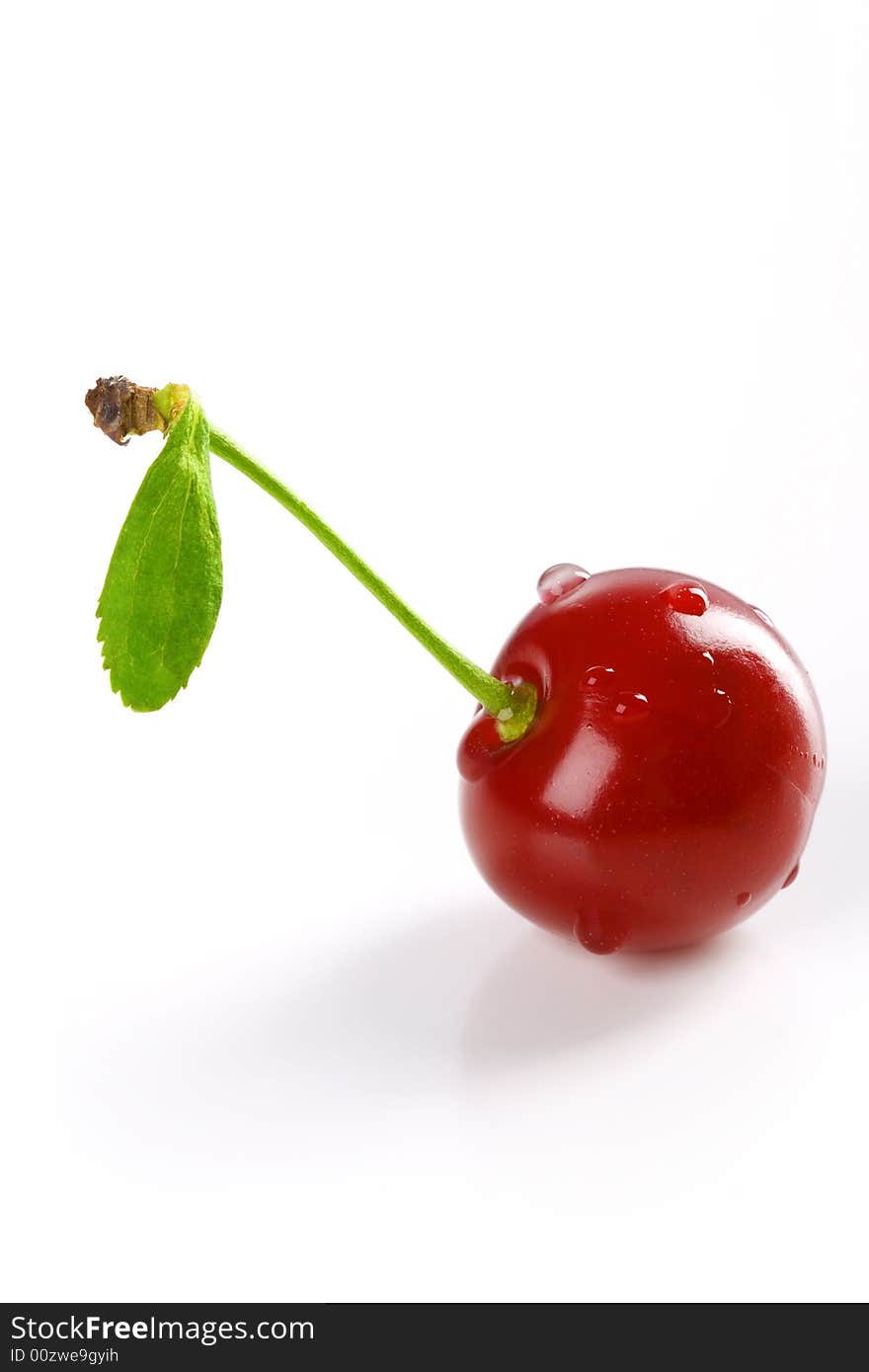 Fresh juicy cherry with drops