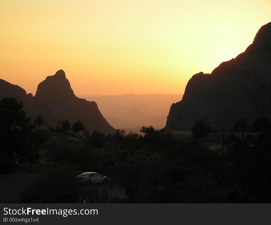 The sun sets over Big Bend National Park. The sun sets over Big Bend National Park