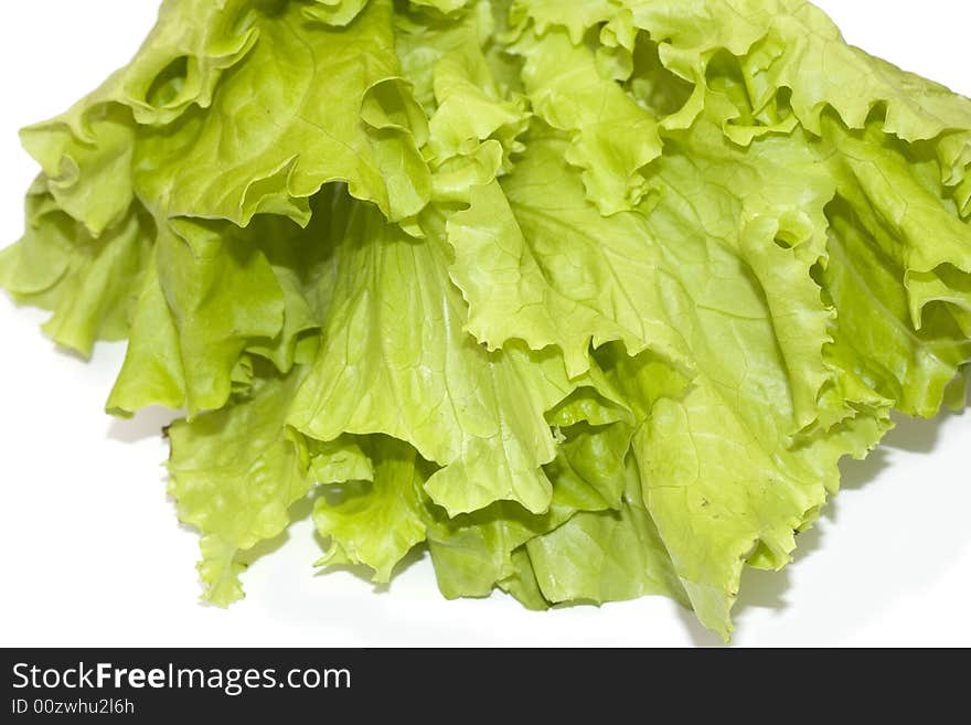 Green salad on white background