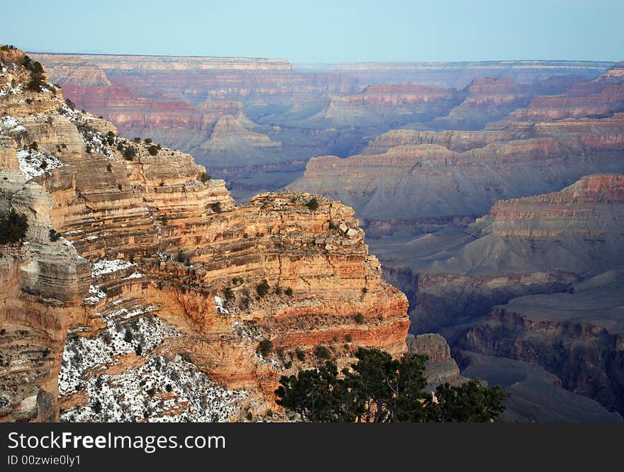 Before the sun had risen the Grand Canyon had a very soft look with alot of pastel colors. Before the sun had risen the Grand Canyon had a very soft look with alot of pastel colors.