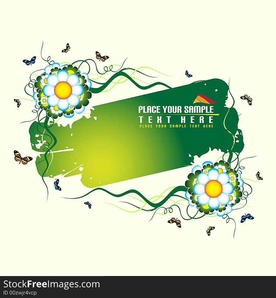 Floral banner on the green background. Floral banner on the green background