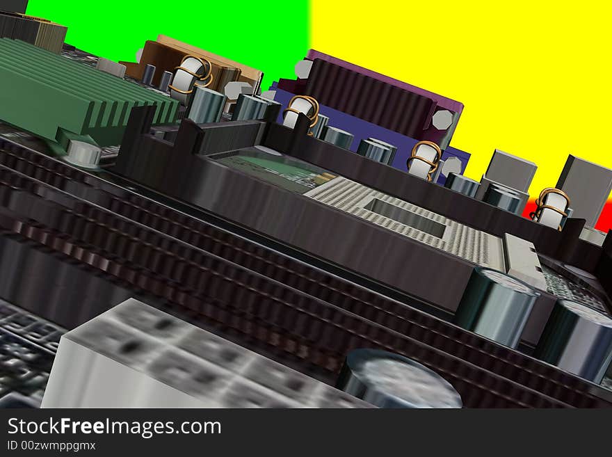 Illustration of an computer motherboard