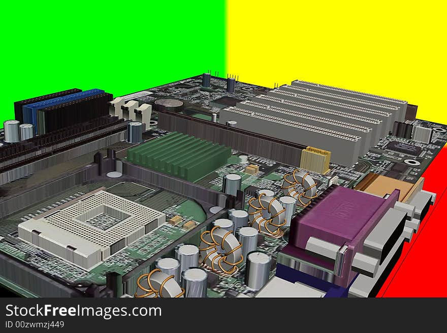 Illustration of an computer motherboard