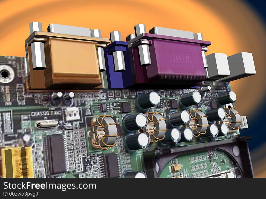 Illustration of an computer motherboard