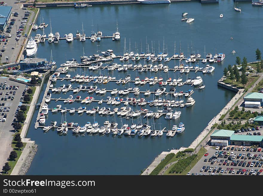 Boats in the port at the saint lawrence river. Boats in the port at the saint lawrence river