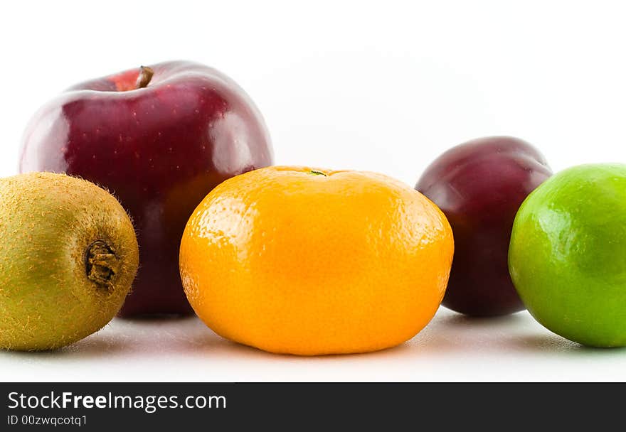 A series of summer produce shot on a white background. A series of summer produce shot on a white background