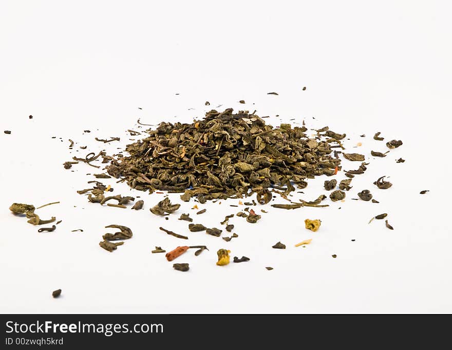 Green tea on white background. Green tea on white background