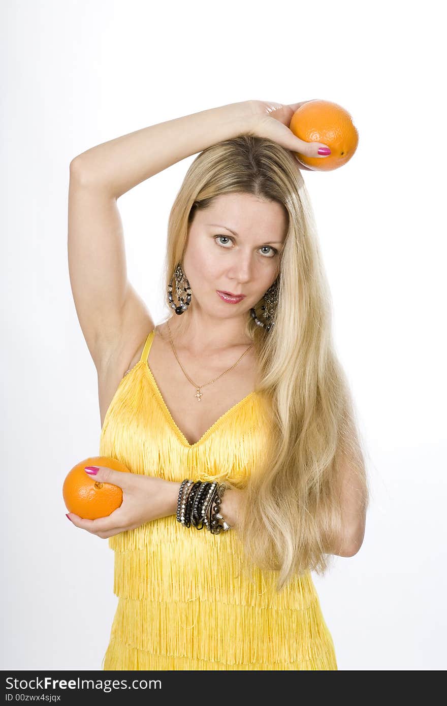 Long hair blonde with two oranges