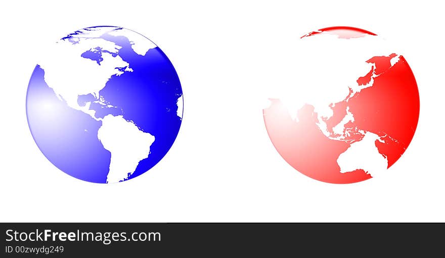 Image of globe in red and white.