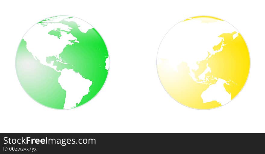 Image of globe in green and yellow.