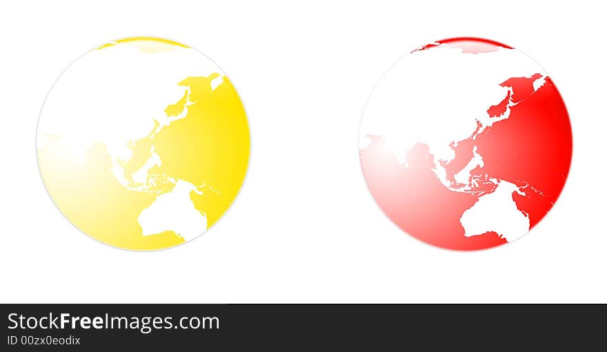 Image of globe in yellow and red.