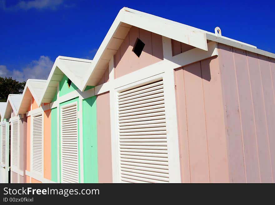 Summer colorful beach huts