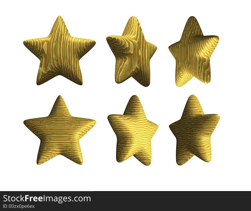 Render of wooden stars with different angles, computer generated pattern and fine wood texture. Render of wooden stars with different angles, computer generated pattern and fine wood texture.