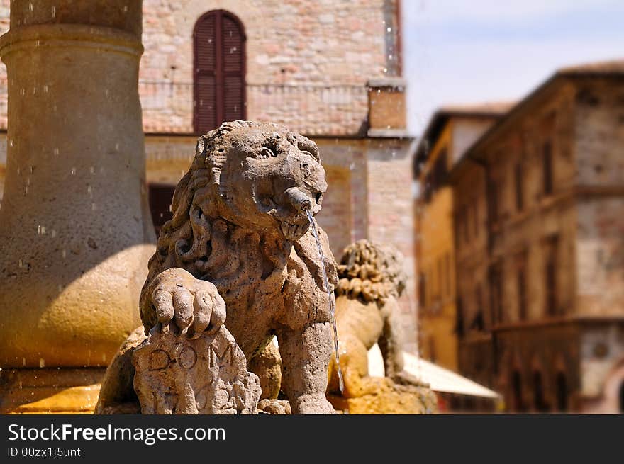 Close shot of an ancient fountain in Assisi, Italy. Close shot of an ancient fountain in Assisi, Italy.