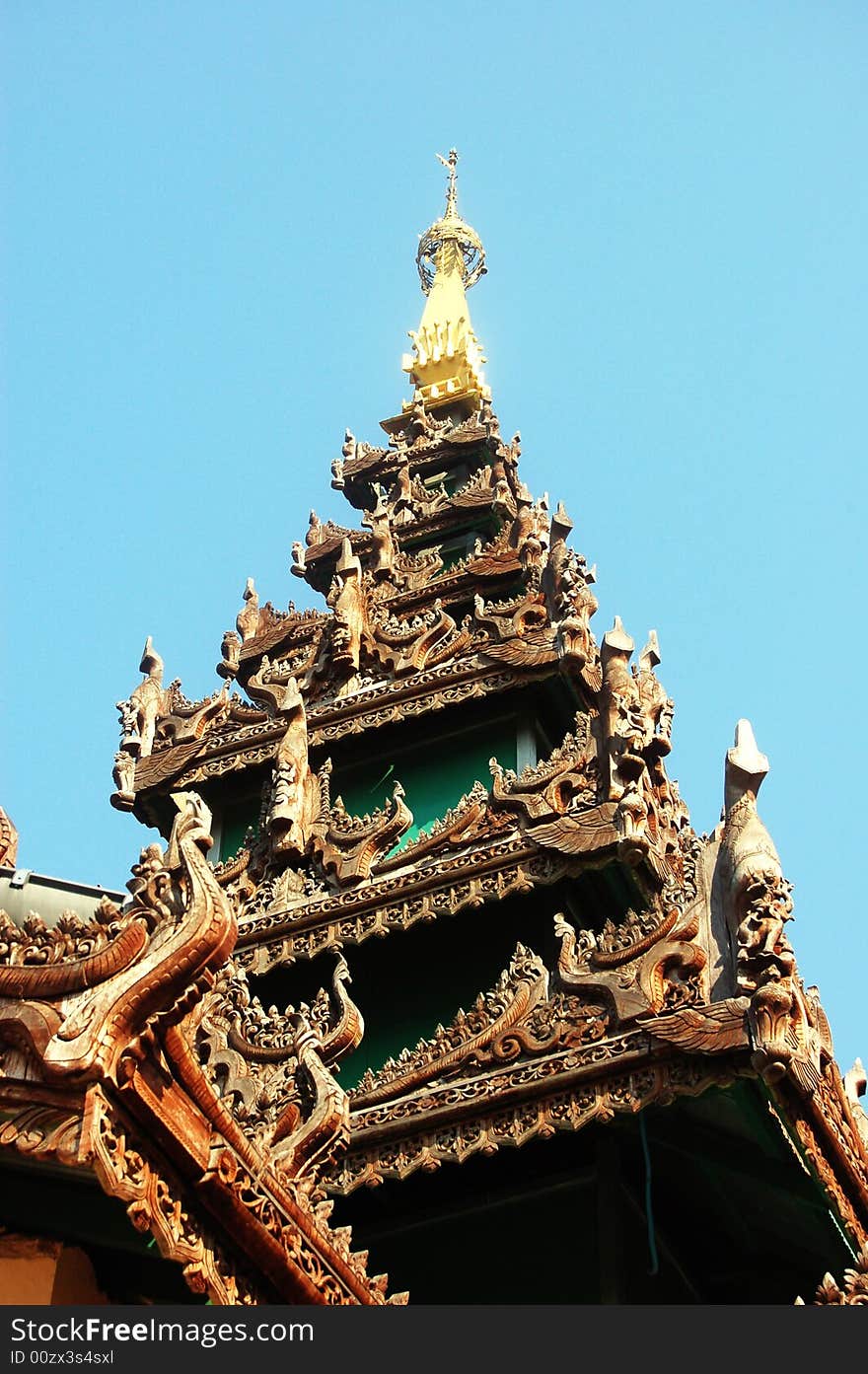 Wood Eave was carved by man in Burma. Wood Eave was carved by man in Burma