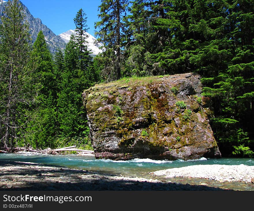 River Avalanche in Glacial national park in Montana