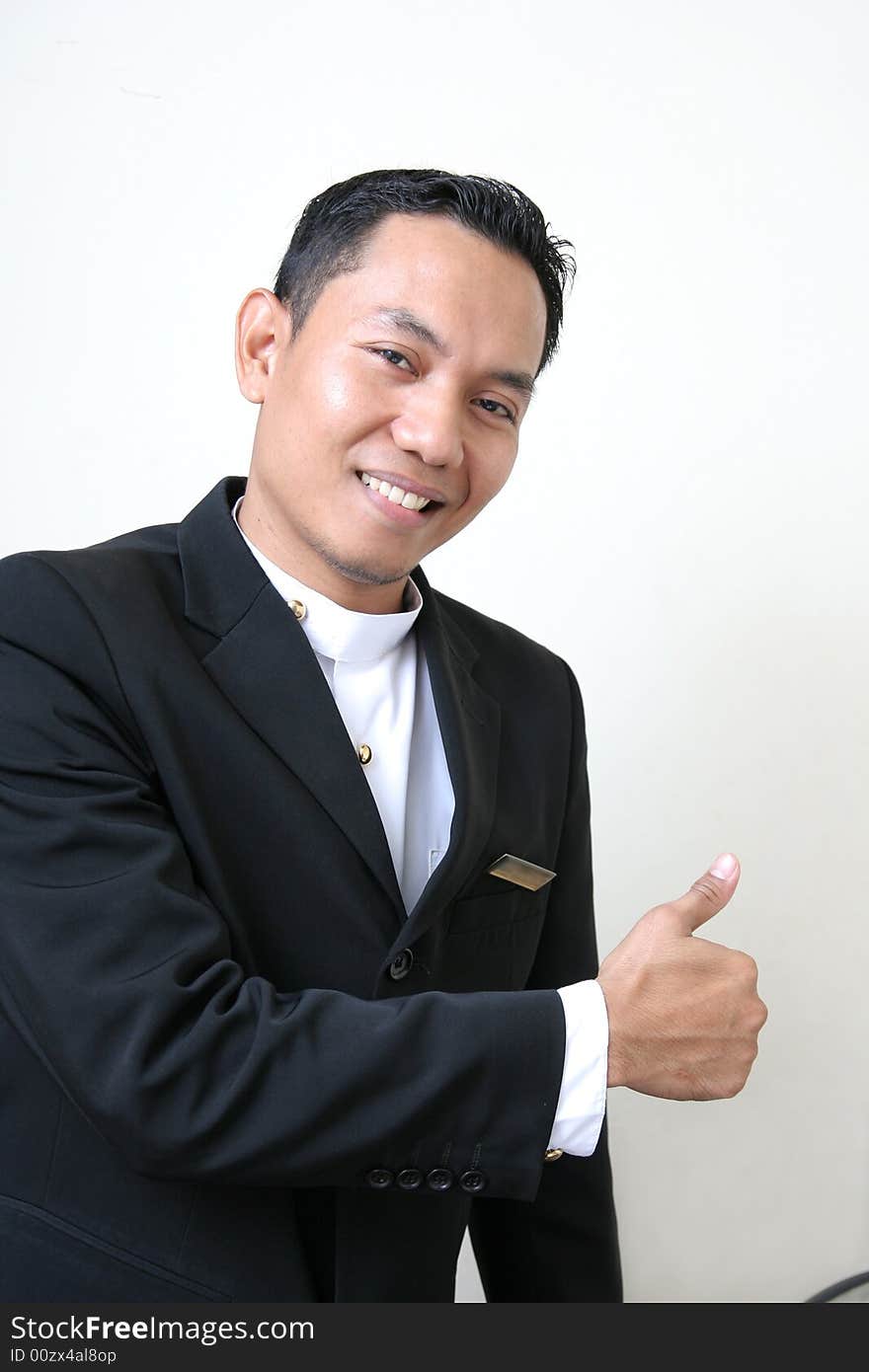 Man in hotel or restaurant uniform