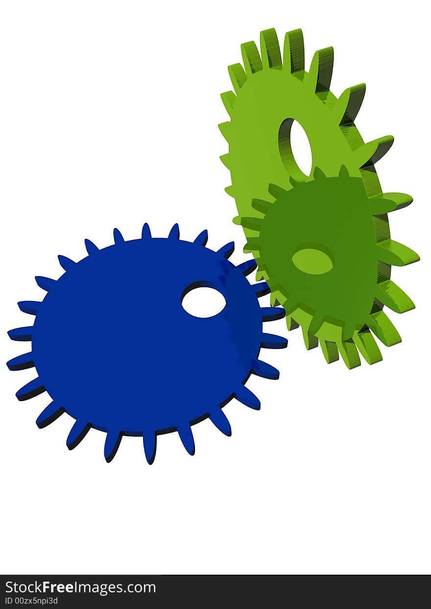 An illustration for two gears on a white background.