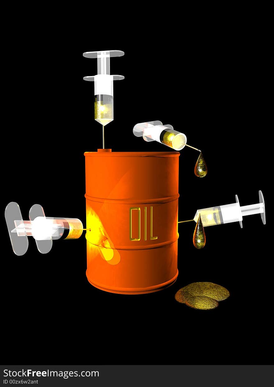 Conceptual image representing an addiction to oil. Conceptual image representing an addiction to oil.