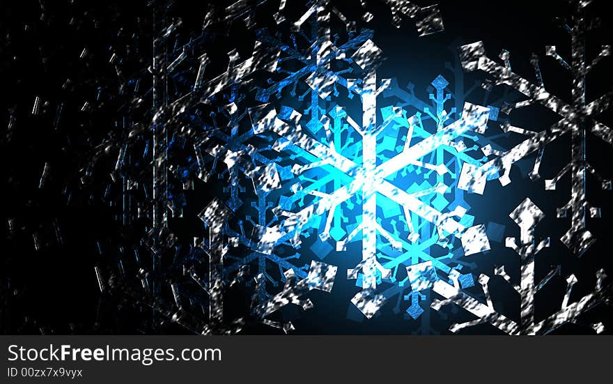 An image of snowflakes falling against a black backdrop with a blue glow in the center. An image of snowflakes falling against a black backdrop with a blue glow in the center.