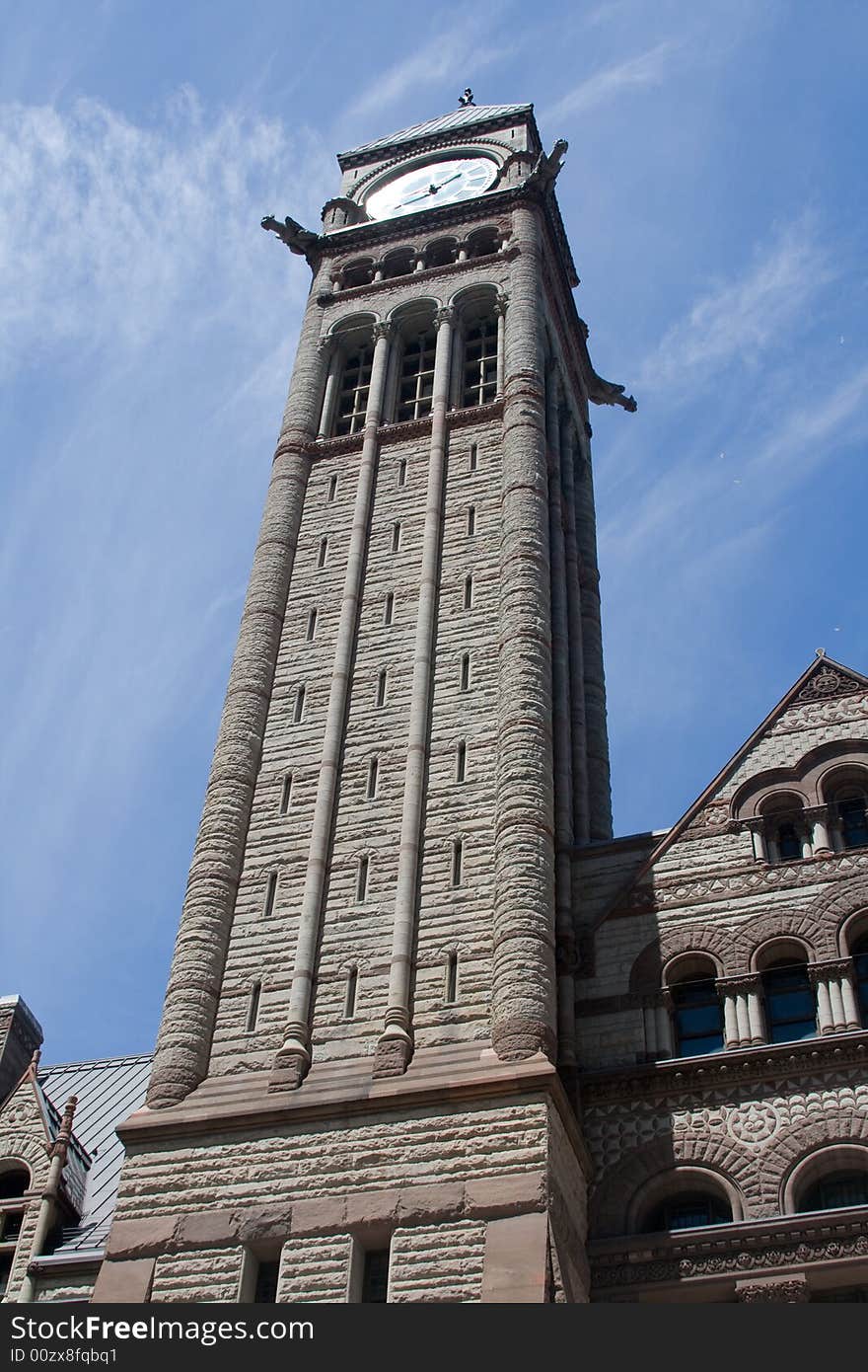 Toronto Old City Hall  Tower from Bay and Queen Corner. Toronto Old City Hall  Tower from Bay and Queen Corner