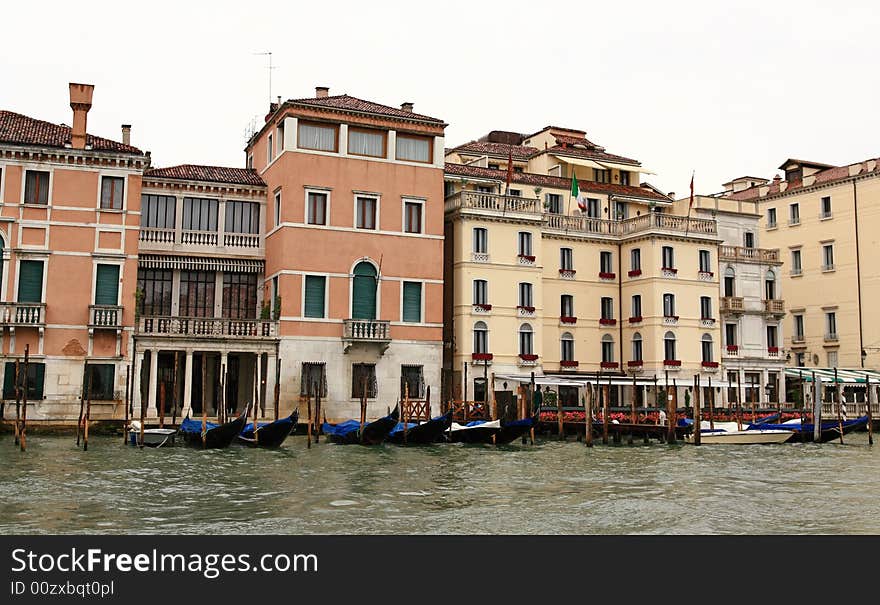 The scenery along the Grand Canal in Venice Italy