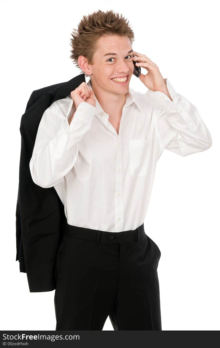 A young businessman on the phone