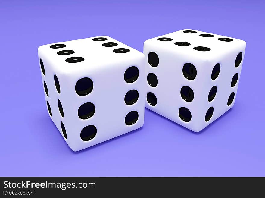 Two success cubes on a blue background of a table in a casino. Two success cubes on a blue background of a table in a casino