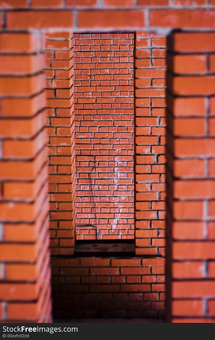 Brick embrasure, red brick arch