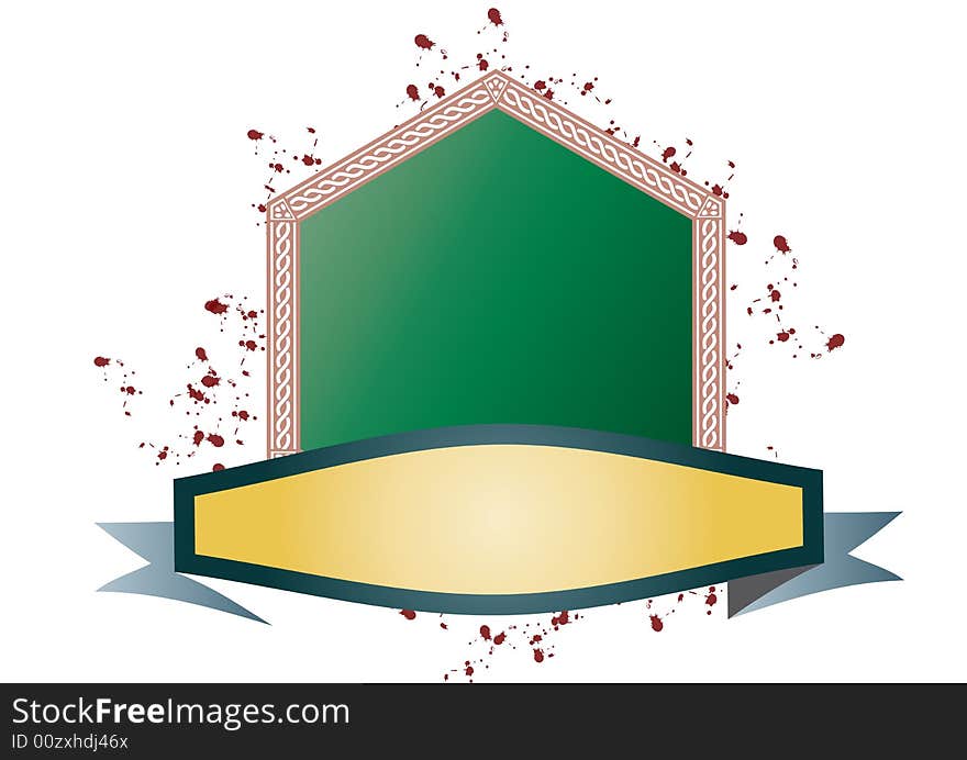 Hexagon frame with banner in blood splashed background