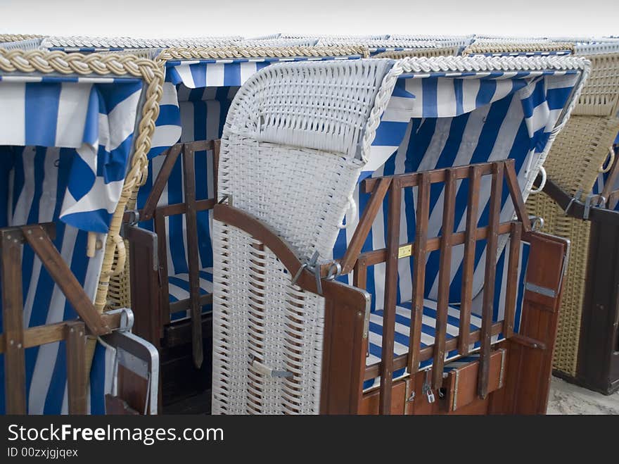 Some beach baskets in travemuende, germany