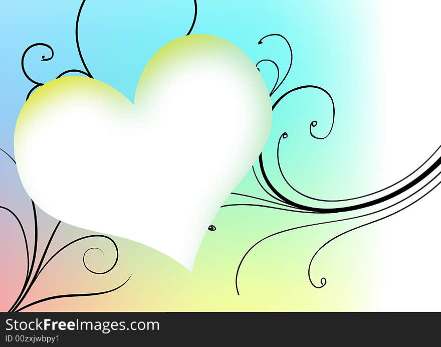 Heart in floral colorful background. Heart in floral colorful background