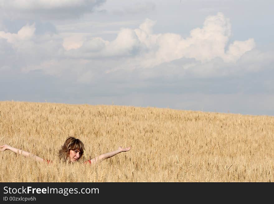 A beautiful girl on the field