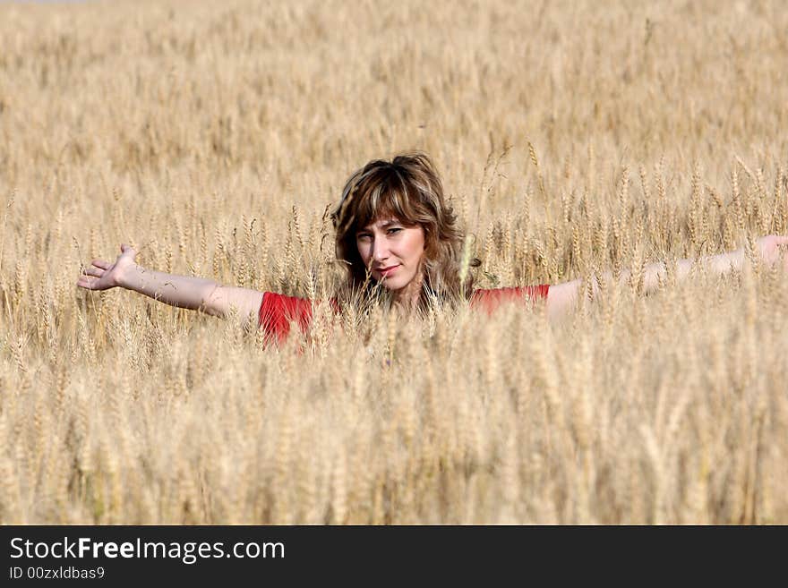 A beautiful girl on the field