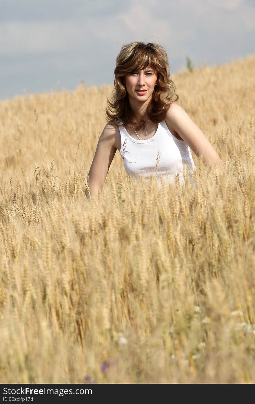 A beautiful girl on the field